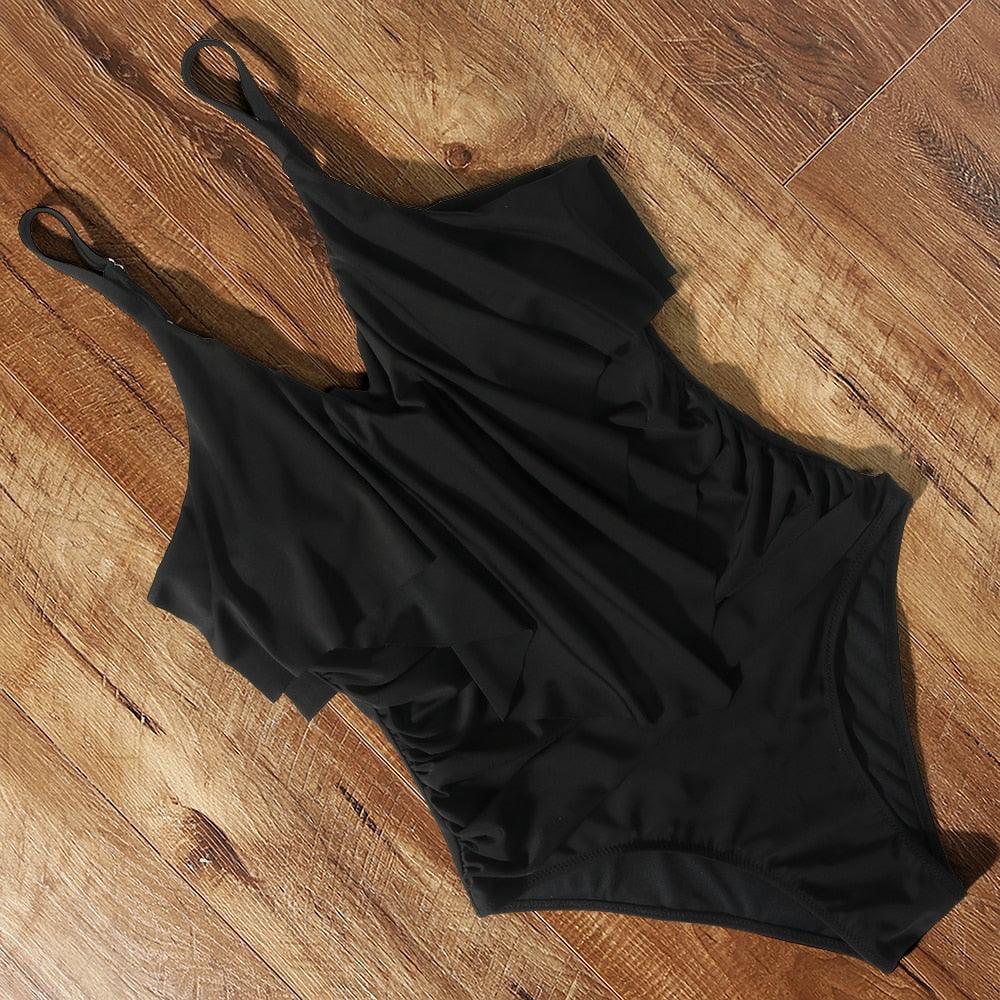Ensemble de bikini à taille haute à volants Allure Léopard pour femmes