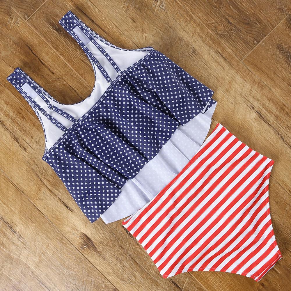 Ensemble de bikini à taille haute à volants Allure Léopard pour femmes