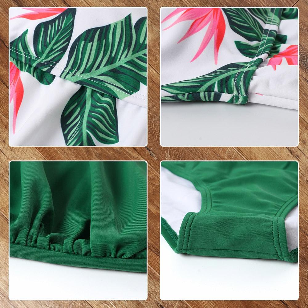 Ensemble de bikini à taille haute à volants Allure Léopard pour femmes