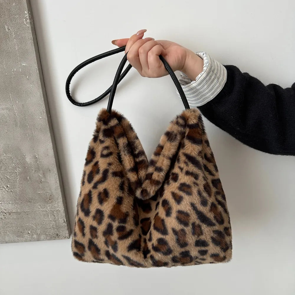 Leopard Furry Shoulder Bag - Korvel