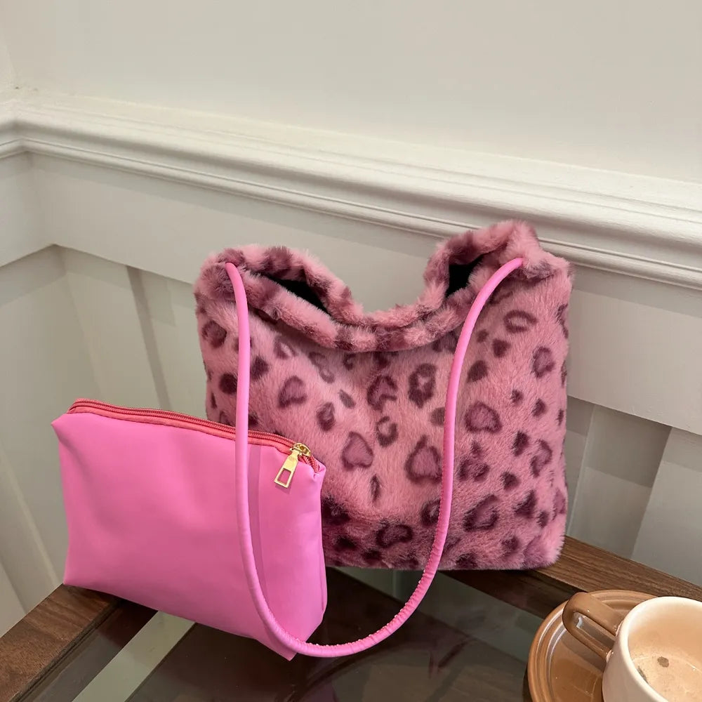 Leopard Furry Shoulder Bag - Korvel