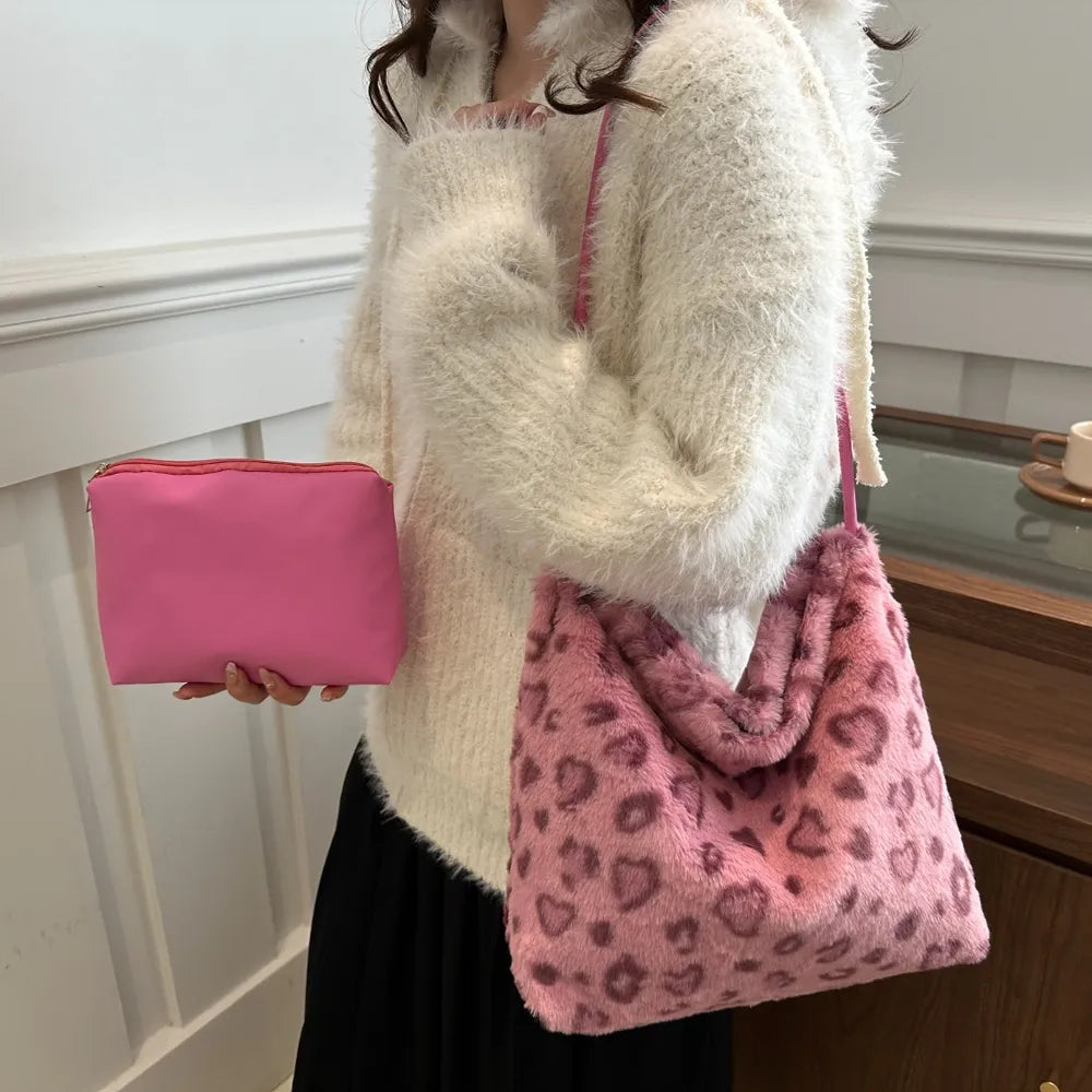 Leopard Furry Shoulder Bag - Korvel