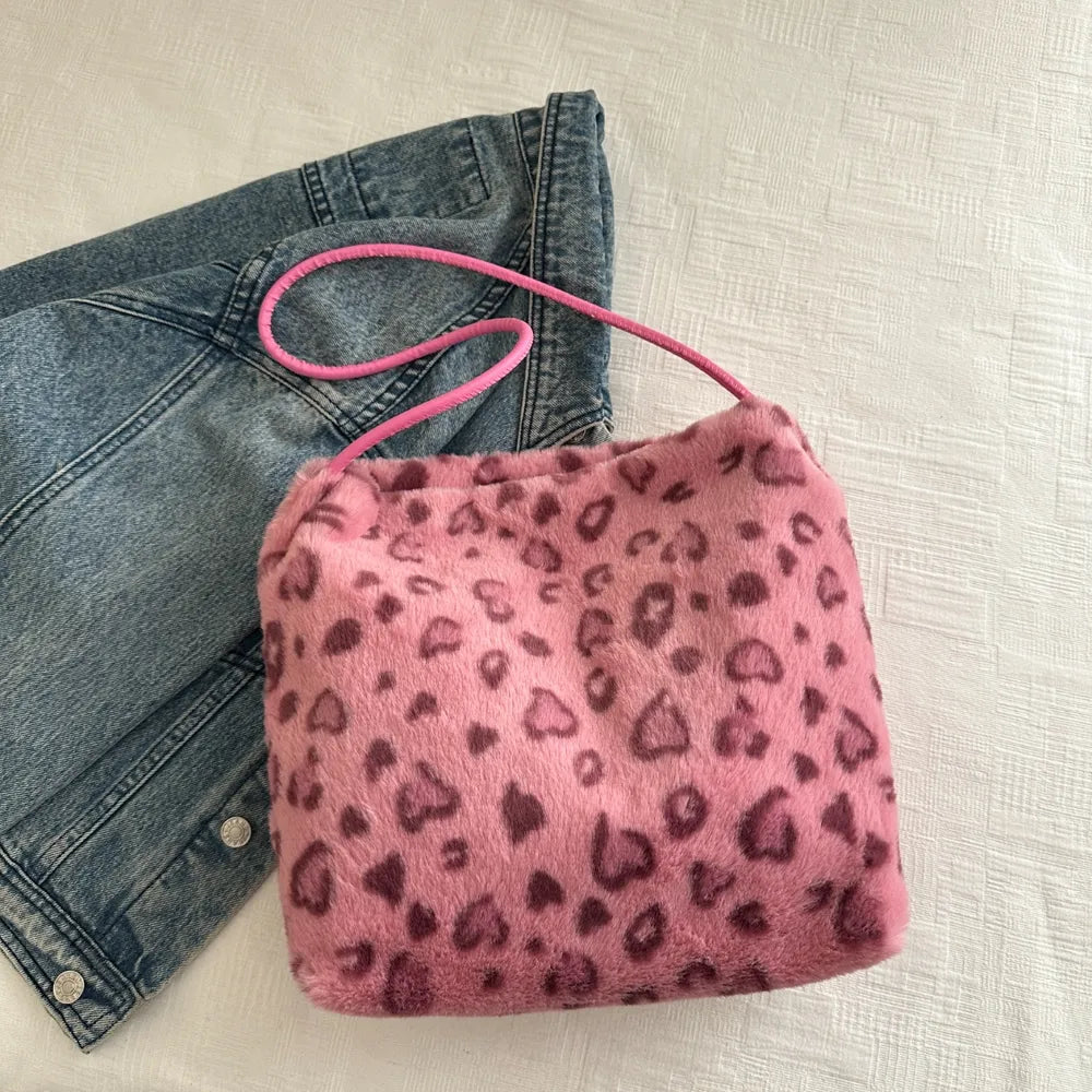 Leopard Furry Shoulder Bag - Korvel