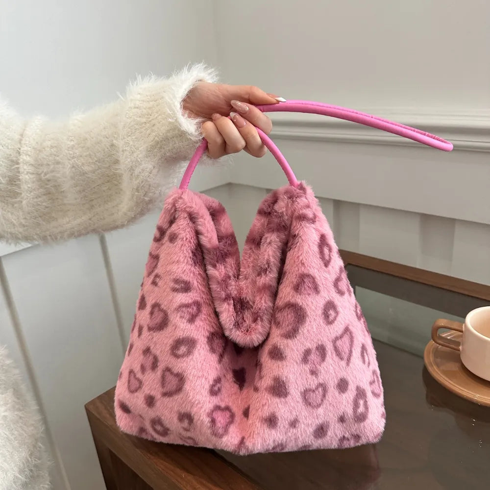 Leopard Furry Shoulder Bag - Korvel