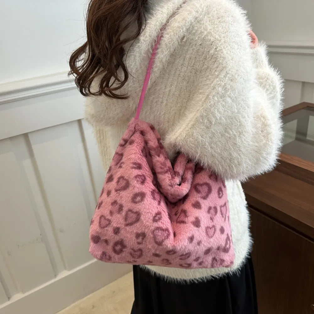 Leopard Furry Shoulder Bag - Korvel