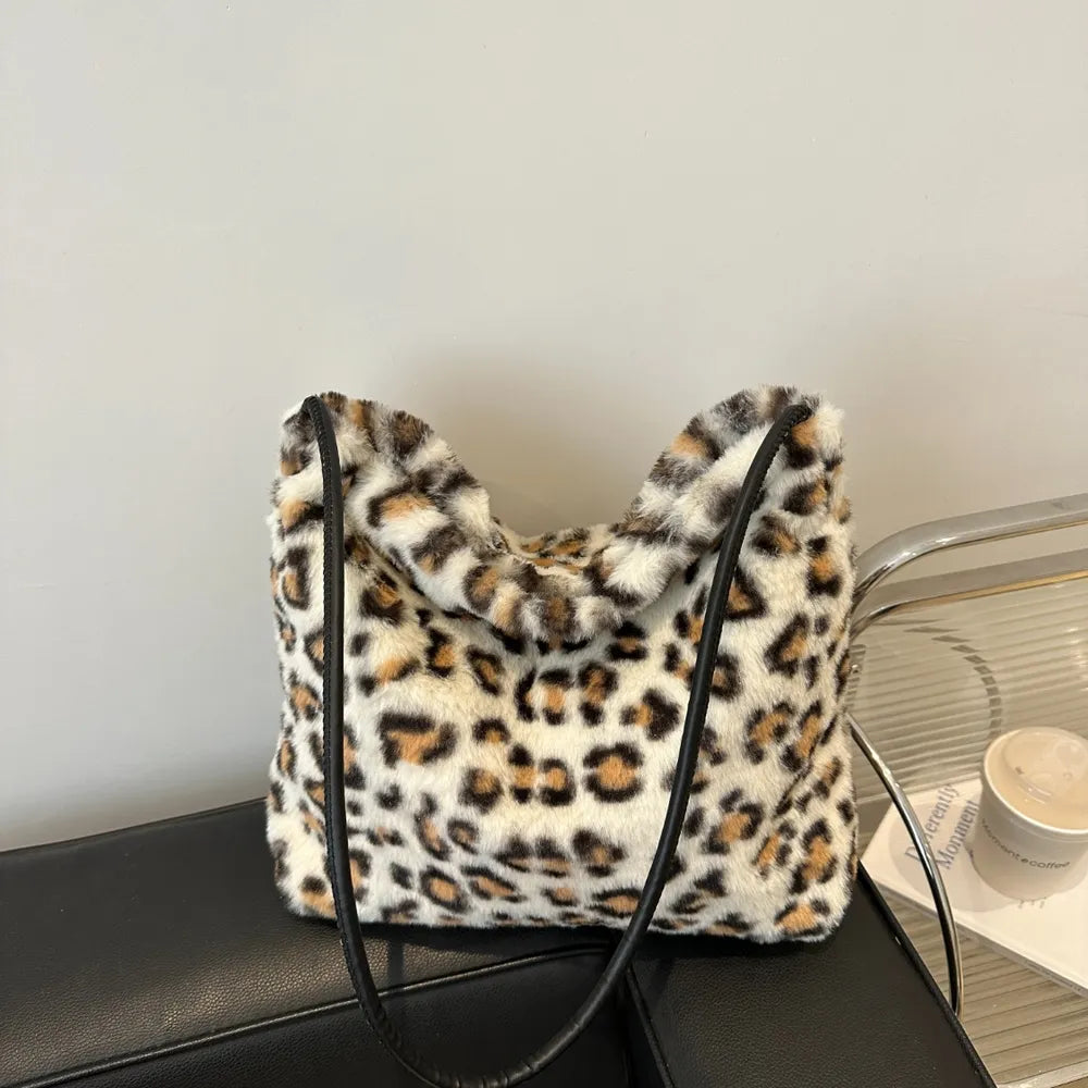 Leopard Furry Shoulder Bag - Korvel