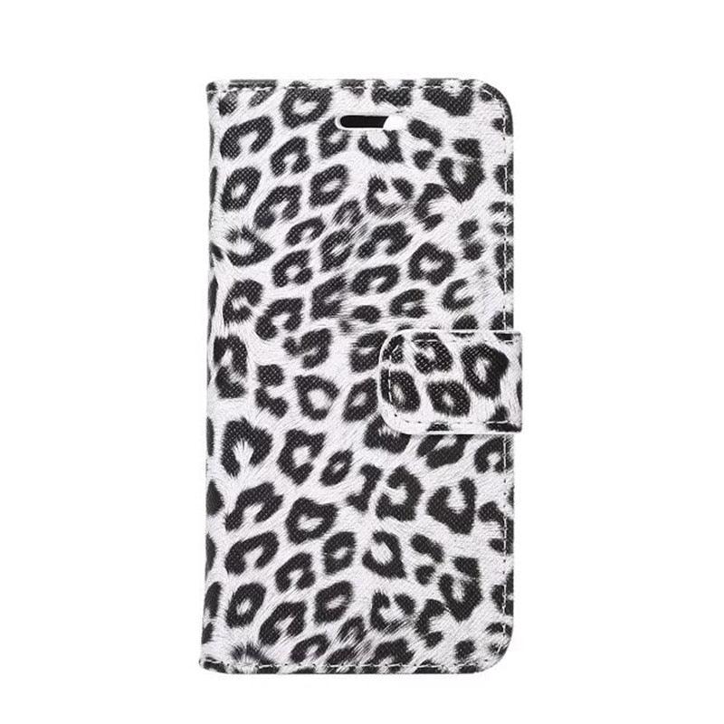 Housse portefeuille en PU cuir imprimé léopard pour iPhone