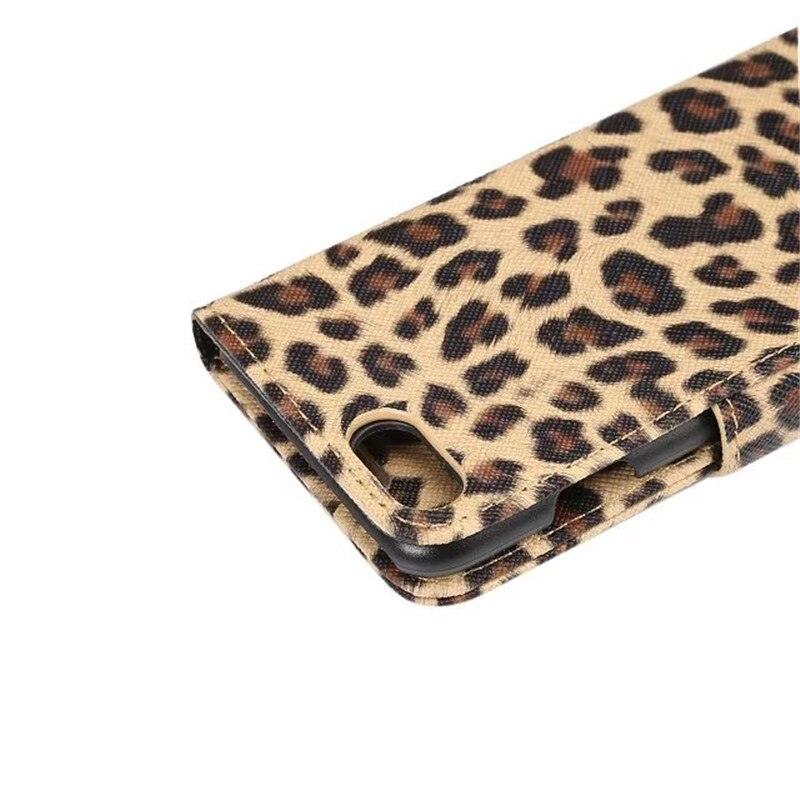 Housse portefeuille en PU cuir imprimé léopard pour iPhone