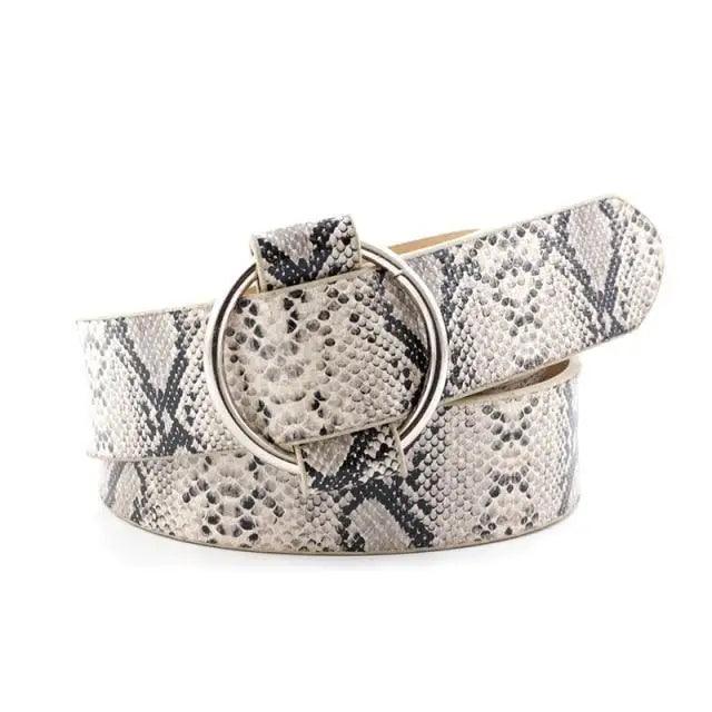 Trendy Leopard PU Leather Round Buckle Belt for Women