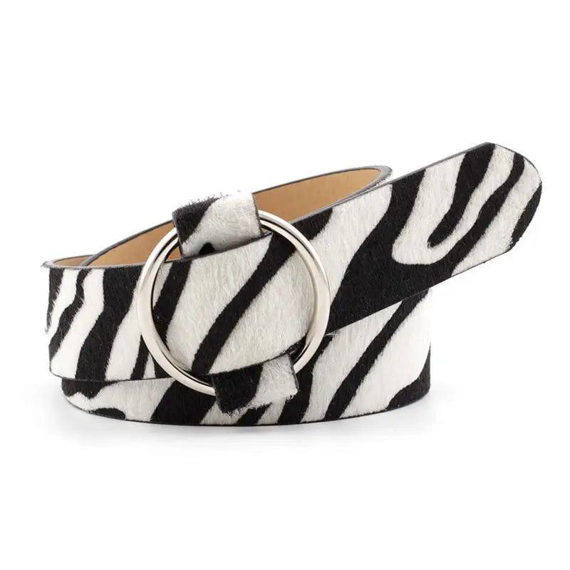 Trendy Leopard PU Leather Round Buckle Belt for Women