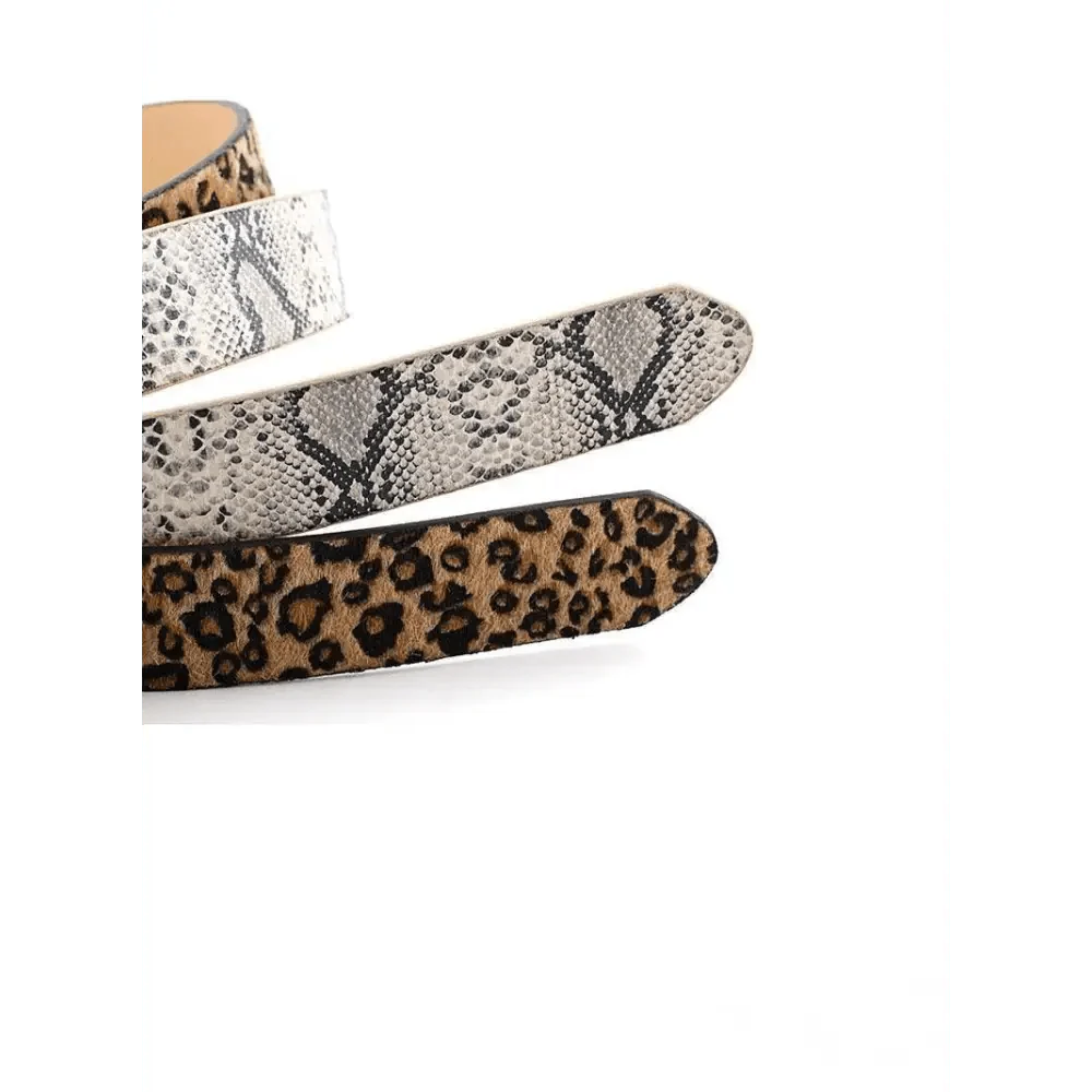 Trendy Leopard PU Leather Round Buckle Belt for Women