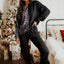 Leopard Round Neck Sweatshirt and Pants Lounge Set - Korvel