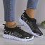 Leopard Round Toe Lace Up Athletic Sneakers
