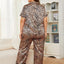 Leopard Short Sleeve Top and Pants Lounge Set - Korvel