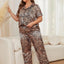 Leopard Short Sleeve Top and Pants Lounge Set - Korvel