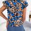 Leopard Tie Neck Cap Sleeve Blouse - Korvel