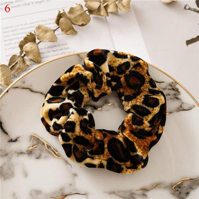 Leopard Velvet Scrunchies - Elegant Hair Accessories