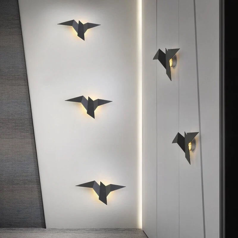 Applique murale en fer nordique en forme d'oiseau pour une décoration intérieure élégante