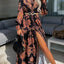 Robe Chemise Longue Élégante à Col V pour Bureau
