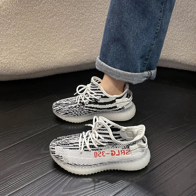 Letter Lace-Up Platform Athletic Shoes - Korvel