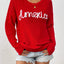 Letter Round Neck Long Sleeve Sweater - Korvel