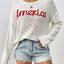 Letter Round Neck Long Sleeve Sweater - Korvel