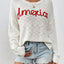 Letter Round Neck Long Sleeve Sweater - Korvel