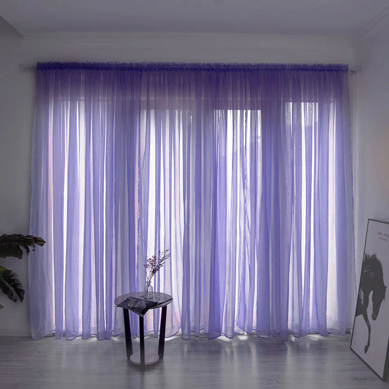 Simple Modern Solid Color Gauze Curtain for Balcony