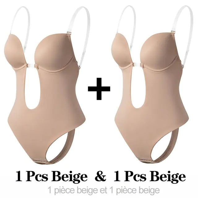 Deep V-Neck Shapewear Bodysuit for Women