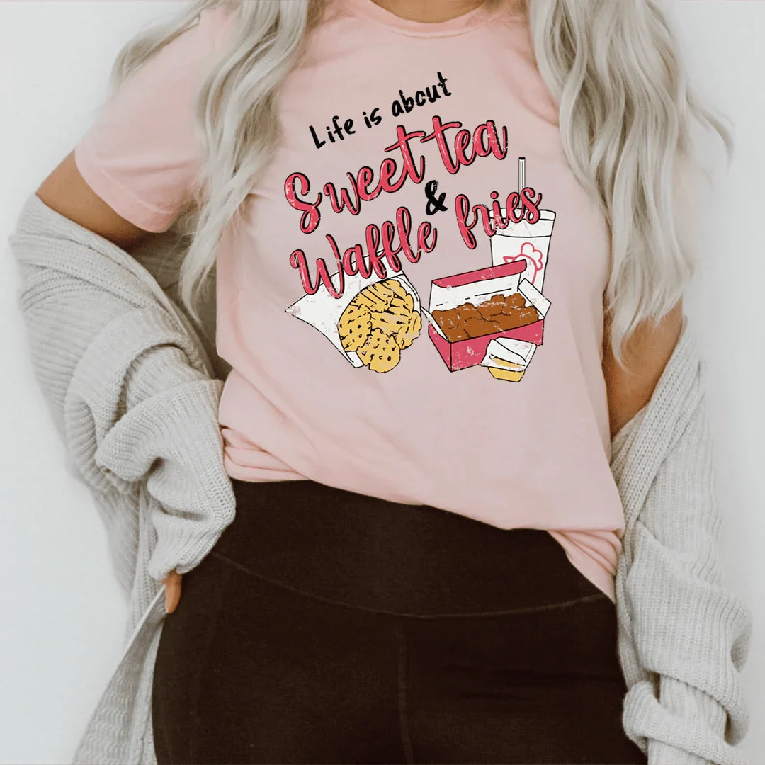 Life Is About Sweet Tea & Waffle Fries Tee - Korvel