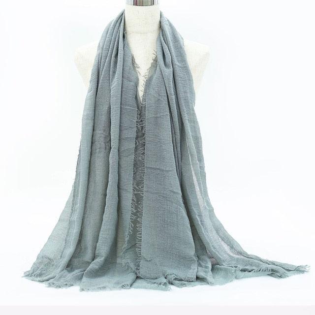 Lightweight Solid Scarf - Premium Cotton Linen Wrap for Women