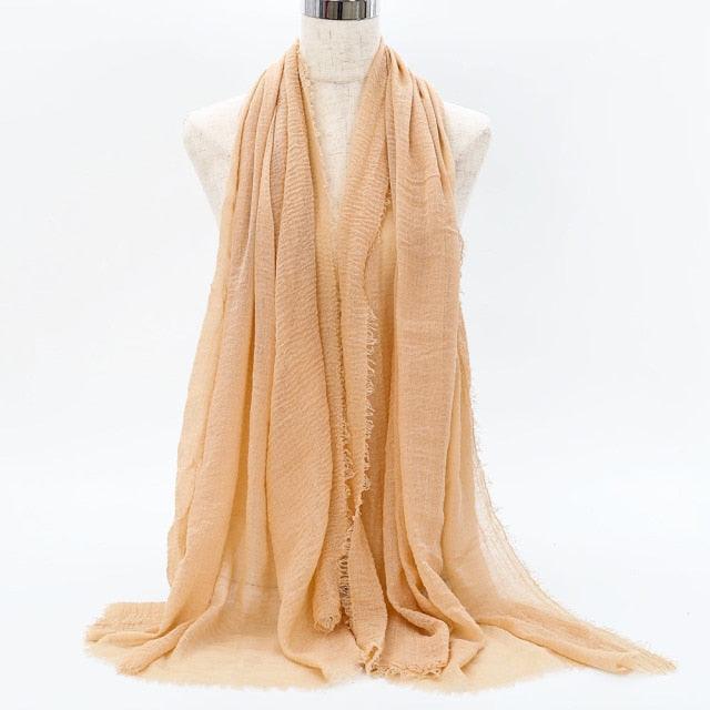 Lightweight Solid Scarf - Premium Cotton Linen Wrap for Women