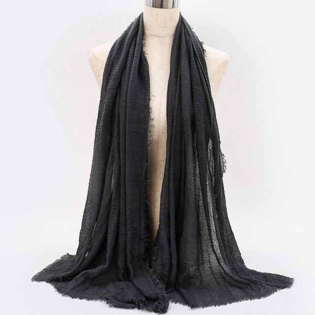 Lightweight Solid Scarf - Premium Cotton Linen Wrap for Women