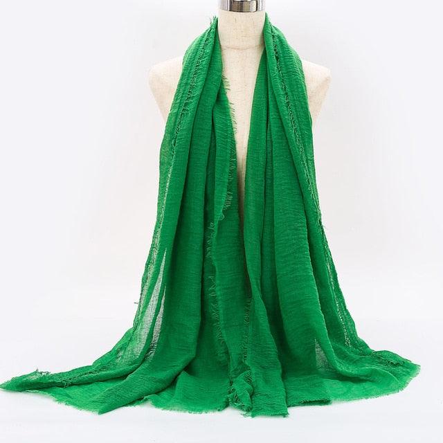 Lightweight Solid Scarf - Premium Cotton Linen Wrap for Women