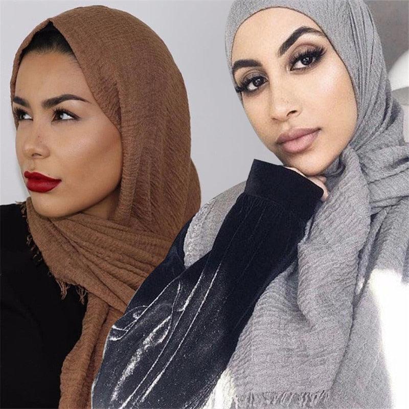 Lightweight Solid Scarf - Premium Cotton Linen Wrap for Women