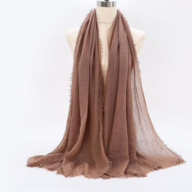 Lightweight Solid Scarf - Premium Cotton Linen Wrap for Women
