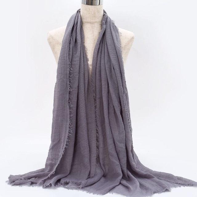Lightweight Solid Scarf - Premium Cotton Linen Wrap for Women