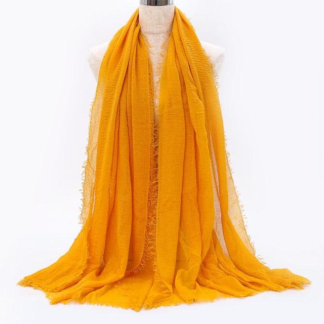 Lightweight Solid Scarf - Premium Cotton Linen Wrap for Women