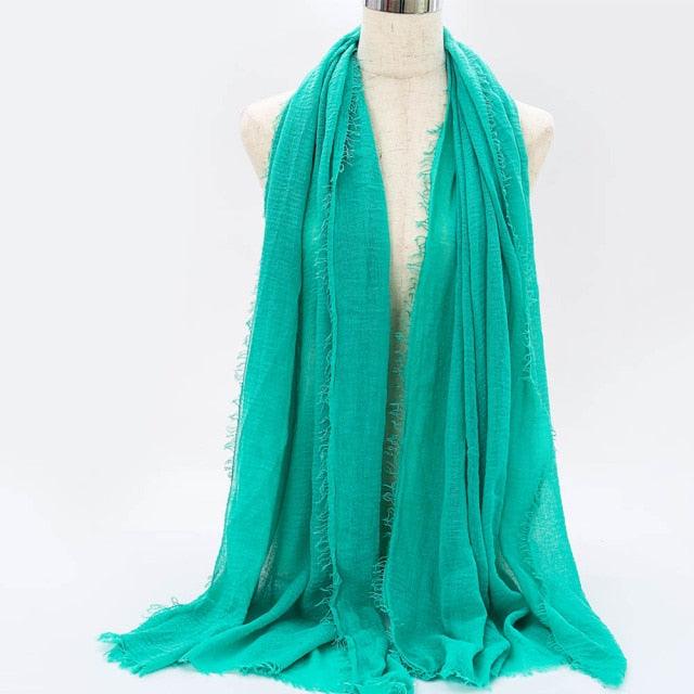 Lightweight Solid Scarf - Premium Cotton Linen Wrap for Women