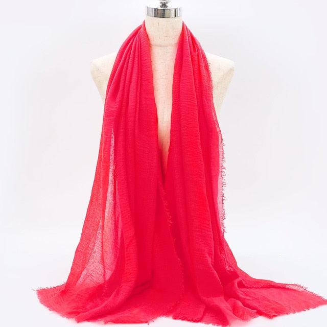 Lightweight Solid Scarf - Premium Cotton Linen Wrap for Women