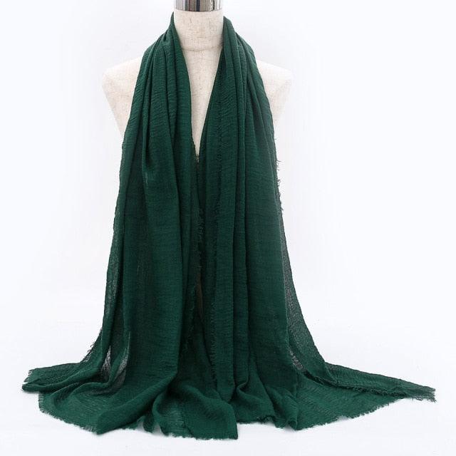 Lightweight Solid Scarf - Premium Cotton Linen Wrap for Women