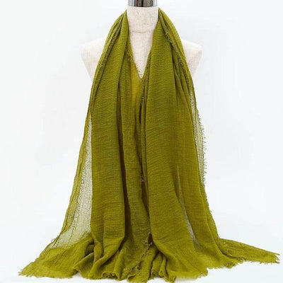 Lightweight Solid Scarf - Premium Cotton Linen Wrap for Women
