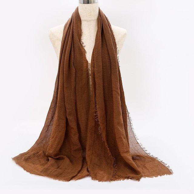 Lightweight Solid Scarf - Premium Cotton Linen Wrap for Women
