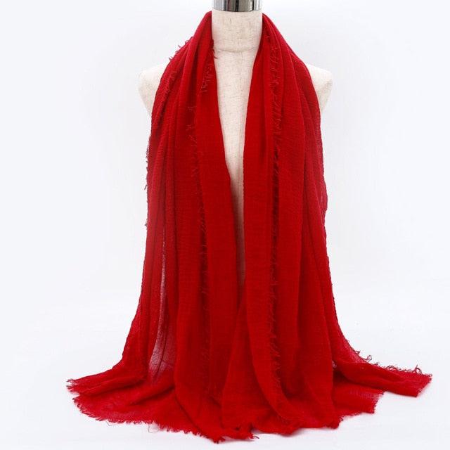 Lightweight Solid Scarf - Premium Cotton Linen Wrap for Women