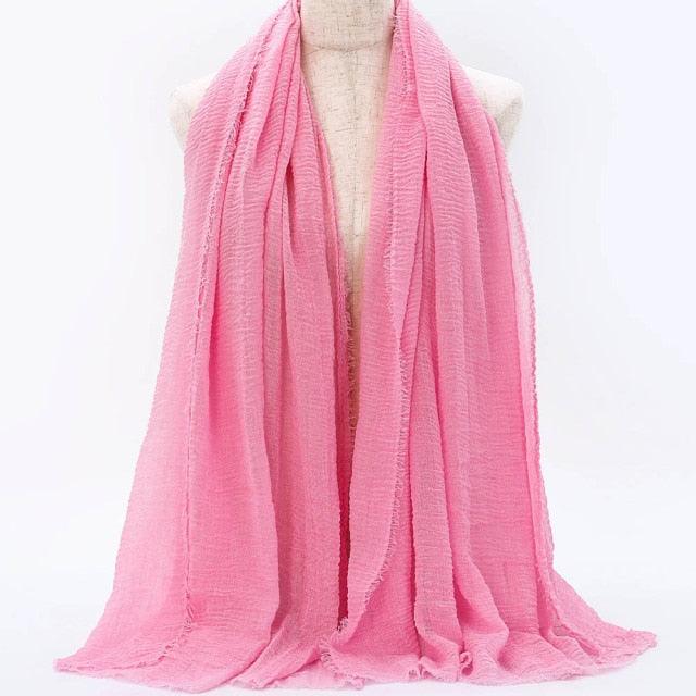 Lightweight Solid Scarf - Premium Cotton Linen Wrap for Women