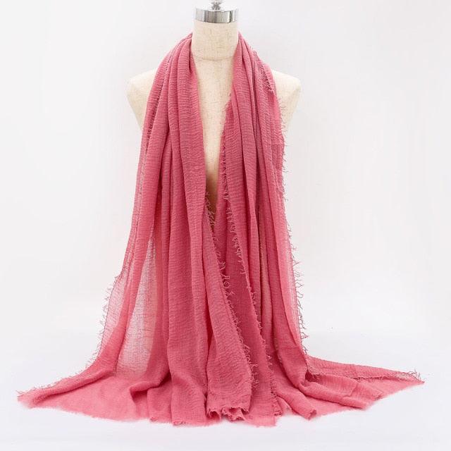 Lightweight Solid Scarf - Premium Cotton Linen Wrap for Women