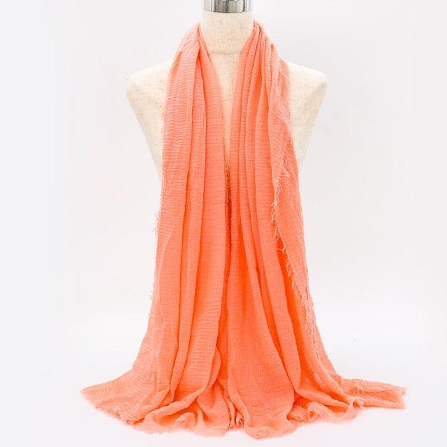 Lightweight Solid Scarf - Premium Cotton Linen Wrap for Women
