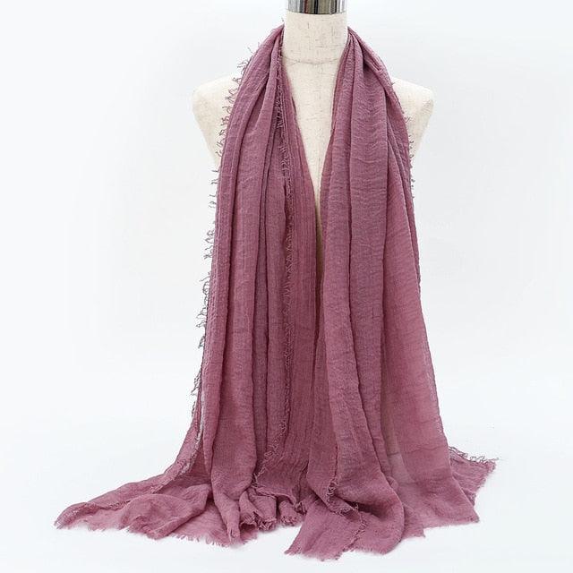 Lightweight Solid Scarf - Premium Cotton Linen Wrap for Women