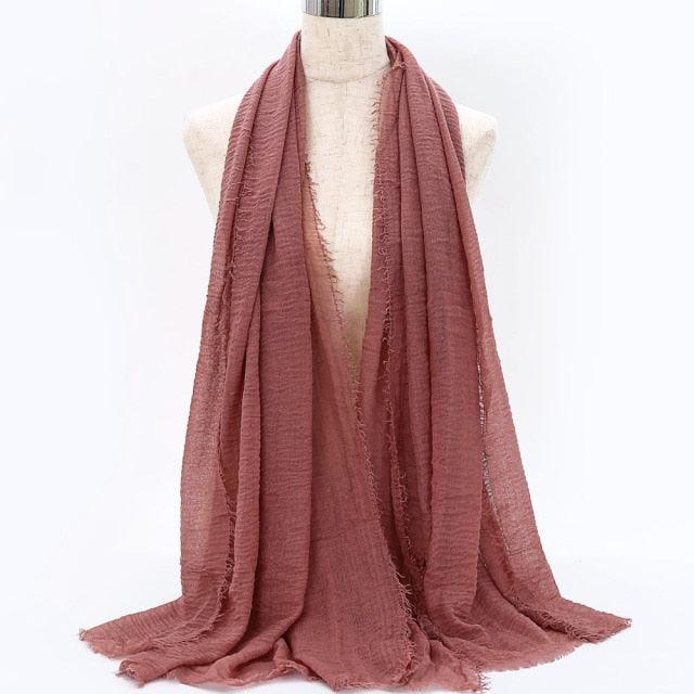 Lightweight Solid Scarf - Premium Cotton Linen Wrap for Women