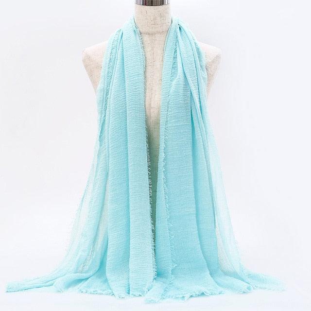 Lightweight Solid Scarf - Premium Cotton Linen Wrap for Women